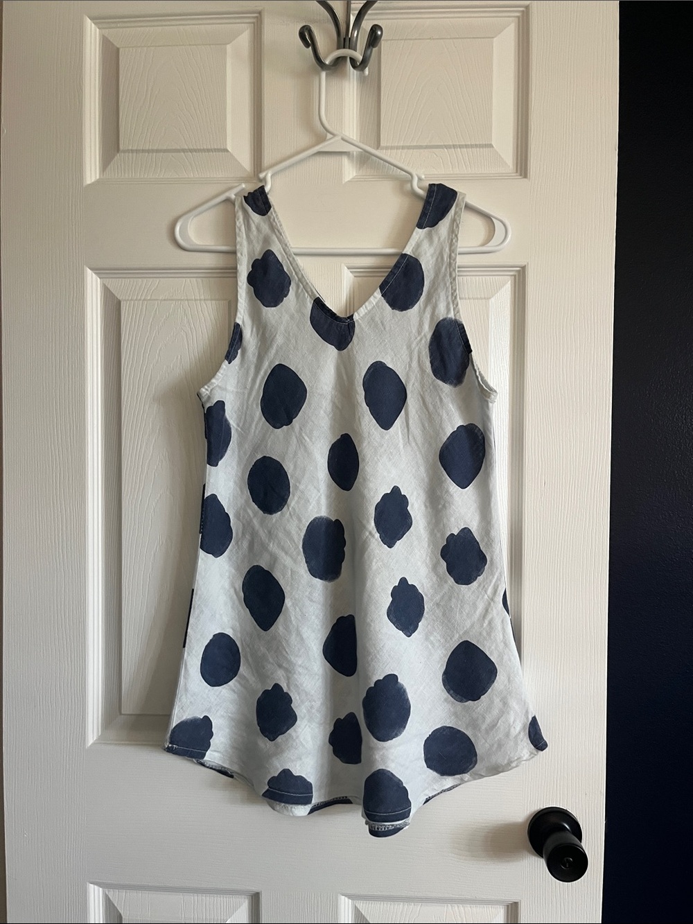 Kaktus White Sleeveless top with Navy Polka Dots